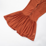Sexy Round Neck Sleeveless Chest Hollow Lace Pleated Short Skirt Dress