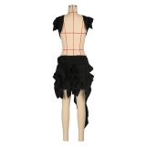 Sexy Sleeveless Backless Ruffled Dress