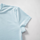 Casual Round Neck Short Sleeve High Waist Slim Trousers Suit