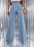 New Pearl Wash High Waist Straight Jeans