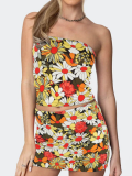 Summer New Tube Top Printed Top Short Skirt Hot Girl Two Piece Set
