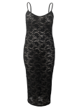 New Sexy Pure Color Lace Suspender Plus Size Dress