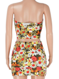 Summer New Tube Top Printed Top Short Skirt Hot Girl Two Piece Set