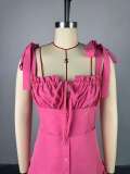 New Style Temperament Bow Tie Buttoned Irregular Suspender Dress