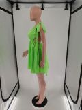 Sexy Hot Sale Candy Color Strappy Bare Back Stitching Dress