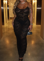 New Sexy Pure Color Lace Suspender Plus Size Dress
