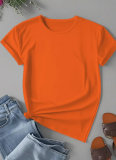 Orange Large Size Round Neck Short Sleeve T-Shirt For Women