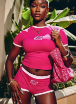 New Embroidered Hot Girl Short Sleeve Ladies Casual Shorts Set
