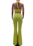 Fashionable And Casual New Style Small Vest Bell Bottom Pants Two Piece Suit For Women