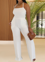 Fashion Summer Thin Knitted Sleeveless Solid Color Jumpsuit For Women