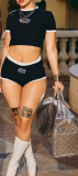 New Embroidered Hot Girl Short Sleeve Ladies Casual Shorts Set