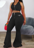 Fashionable And Casual New Style Small Vest Bell Bottom Pants Two Piece Suit For Women