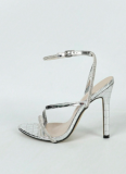 Fashionable Multi-strap Cross Ankle Strap Buckle Open Toe Round Toe Stiletto Sandals