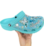 Fashionable Pearl Rhinestone Beach Women's Hole Slippers