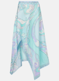 New Printed Satin Halter Top Irregular Skirt Two-Piece Set