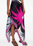 New Printed Satin Halter Top Irregular Skirt Two-Piece Set