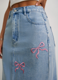 Bowknot Fashionable All-Match Denim Skirt For Women