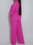 Elastic Wrinkled Lapel Shirt With Multi-Pocket Wide-Leg Pants Two-Piece Suit