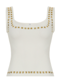 Personalized Street Metal Rhinestone Square Neck Vest Hot Girl