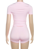 Fashionable And Simple Sleeveless Vest With Heart Hollow Shorts Two-Piece Suit