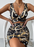 Summer V-Neck Printed Hollow Hip Dress For Women