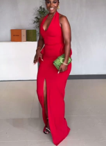 Fashionable and Elegant Three-dimensional Flower Slit Dress