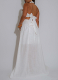 Fashion Halter Neck Tube Top Long Skirt Two Piece Suit For Women
