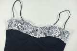 Elegant Splicing Open Back Pleated Contrast Color Sling Hip Dress