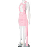 Sexy Ring Hollow Cross Straps Hip Dress