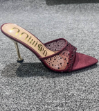 Fashion Mesh Diamond Surface Pointed Toe Stiletto High Heel Flip Flops For Women
