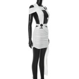 Sexy Ring Hollow Cross Straps Hip Dress