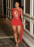 Sexy Ring Hollow Cross Straps Hip Dress