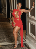 Sexy Ring Hollow Cross Straps Hip Dress