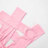 Sexy Ring Hollow Cross Straps Hip Dress