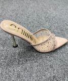 Fashion Mesh Diamond Surface Pointed Toe Stiletto High Heel Flip Flops For Women