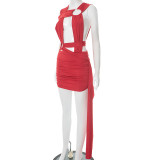 Sexy Ring Hollow Cross Straps Hip Dress