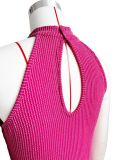 Women's Solid Color Round Neck Sleeveless Pleated Mini Dress
