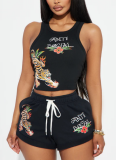 Fashionable Printed Vest Shorts Set