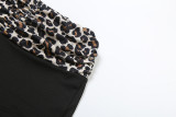 Sexy Jumpsuit Suspenders Leopard Print Tight Bottoming Shorts Set