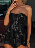 Fashionable Sexy Tube Top Waist Backless Printed Dress