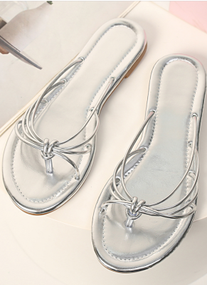 Fashionable and Simple Round Toe Thin Strap Flat Sandals For Women