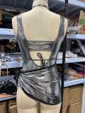 Sexy Electronic Music Festival Hot Girl Lace-up Jumpsuit Hip Skirt Suit