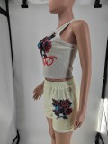 Fashionable Printed Vest Shorts Set
