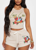 Fashionable Printed Vest Shorts Set