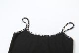 Sexy Jumpsuit Suspenders Leopard Print Tight Bottoming Shorts Set