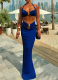 Solid Color Sexy Halter Neck Wrap Chest High Waist Slim Fit Long Skirt Two Piece Set