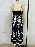 Sexy Ethnic Style Temperament Slim Backless Overalls Two-piece Suit