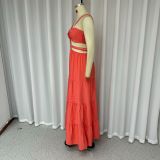 New Sexy Suspender Seeveless Hollow Solid Color Dress