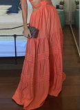 New Sexy Suspender Seeveless Hollow Solid Color Dress