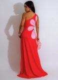 Sexy Slim Off-shoulder Hollow Print Long Dress
